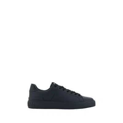Balmain B-court Sneakers In Black Leather In 0pa Noir