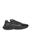 Balmain Black Run-row Leather Sneakers In Black