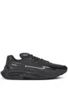 Balmain Black Run-row Leather Sneakers In Black  