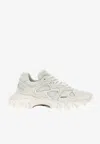 Balmain Suede And Mesh Sneakers In White