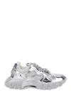 Balmain 'b-east Mirror' Metallic Low Top Sneakers With Logo Detail In Metallic