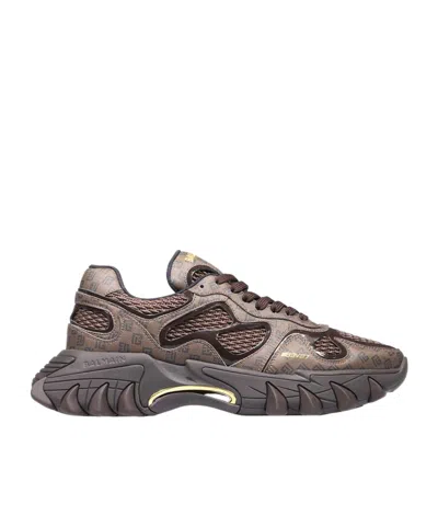 Balmain B-east Monogram-print Panelled Sneakers In Black