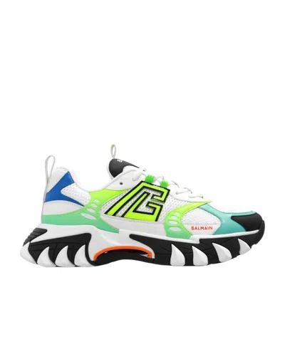 Balmain B-east Pb Trainers In Technical Materials And Mesh In White
