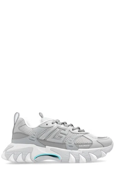 Balmain B-east Pb Lace-up Sneakers In Turquoise/blanc