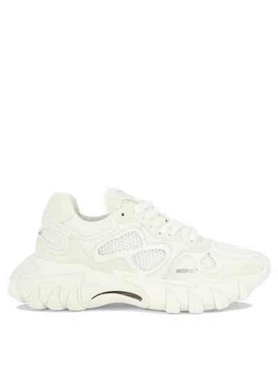 Balmain B-east Leather And Mesh Sneakers In White