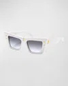 Balmain B-eye Gradient Acetate Cat-eye Sunglasses In Wht - Gld