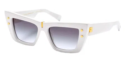 Balmain B - Eye Grey Gradient Cat Eye Ladies Sunglasses Bps-156c Wht-gld 54 In ["white","grey"]