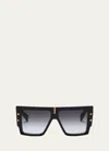 Balmain B-grand Acetate & Titanium Square Sunglasses In Blk Gld