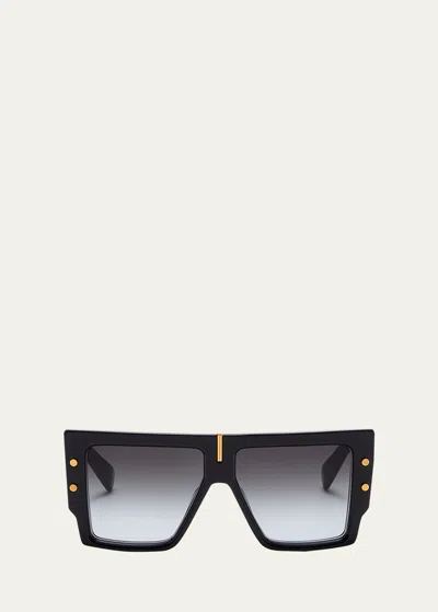 Balmain B-grand Acetate & Titanium Square Sunglasses In Blk Gld