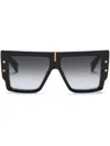 Balmain Black B-grand Rectangle-frame Sunglasses In Black