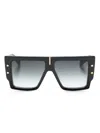 Balmain B-grand Rectangle-frame Gradient Sunglasses In Black