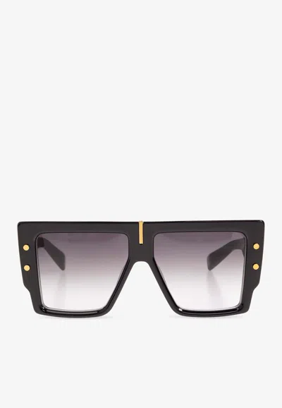 Balmain B-grand Square Frame Sunglasses In Gray