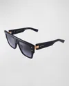 Balmain B-i Acetate Rectangle Sunglasses In Black