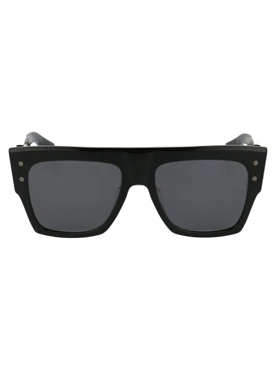 Balmain B-i Sunglasses In Black Black Rhodium W/dark Grey Ar