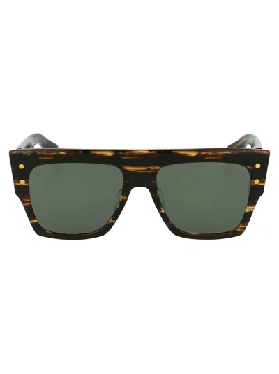 Balmain B-i Sunglasses In Dark Brown Swirl Gold W/g 15 Ar