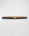 Balmain B-monogram Leather Skinny Belt In Black