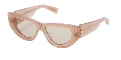 Balmain B - Muse Light Brown Cat Eye Ladies Sunglasses Bps-151c Nde-gld 55 In ["white","brown","beige","gold Tone"]