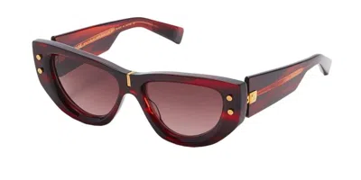 Balmain B - Muse Rose Shaded Cat Eye Ladies Sunglasses Bps-151 B 55 In ["pink","red"]