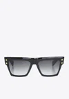 Balmain B-v Grey Rectangular Unisex Sunglasses Bps-121a-54 In Gray