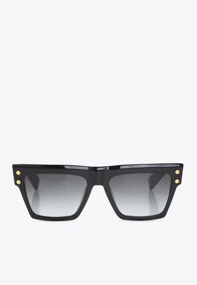 Balmain Black B-v Sunglasses In Black/gold