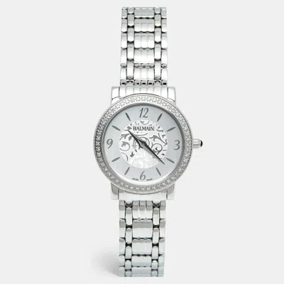 Pre-owned Balmain B1695 Silver Dial Stainless Steel Diamond Women's Wristwatch 29 Mm