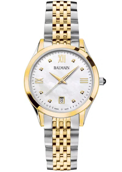 Pre-owned Balmain B43123182 Swiss Classic R Diamond 2-tone Stainless Bracelet Watch