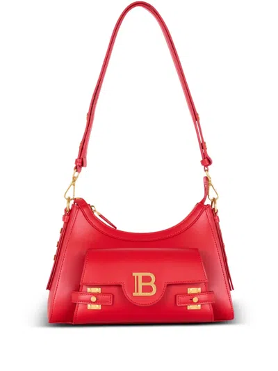 Balmain Red Color B-buzz Hobo Leather Shoulder Bag