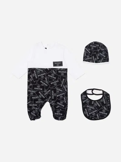 Balmain Baby Boys Logo Babygrow Set In Black