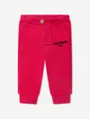 Balmain Logo-print Cotton Tracksuit Bottoms In Red