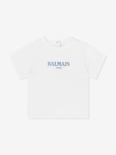 Balmain Baby Boys Logo T-shirt In White