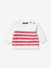Balmain Logo Stripe-print Cotton Sweatshirt In White