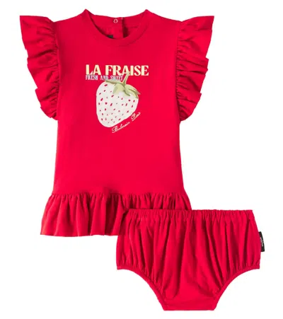 Balmain Baby Cotton Jersey Dress In Red