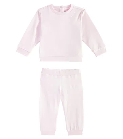 Balmain Baby Cotton Jersey Sweatshirt And Sweatpants Set In Pink