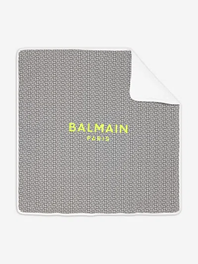 Balmain Baby Cotton Logo Blanket In Black
