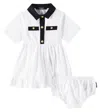 Balmain Baby Cotton Polo Dress And Bloomers Set In Black