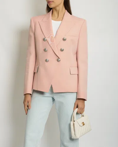 Balmain Baby Double Breasted Blazer With Silver Buttons In Pink