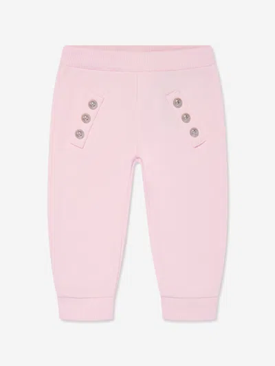 Balmain Babies' Embossed-buttons Cotton Track Pants In Pink