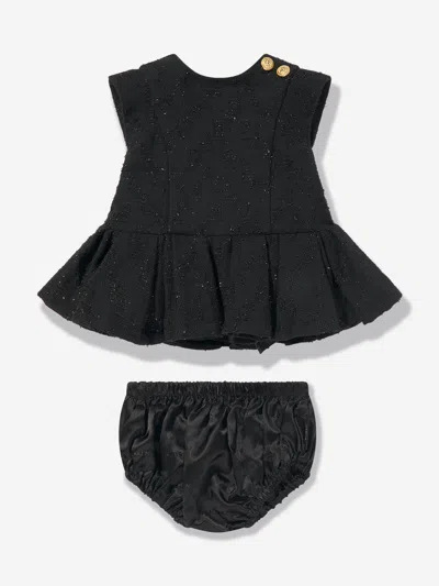 Balmain Baby Girls Dress With Knickers In Black