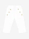 Balmain Baby Girls Logo Button Trousers In White