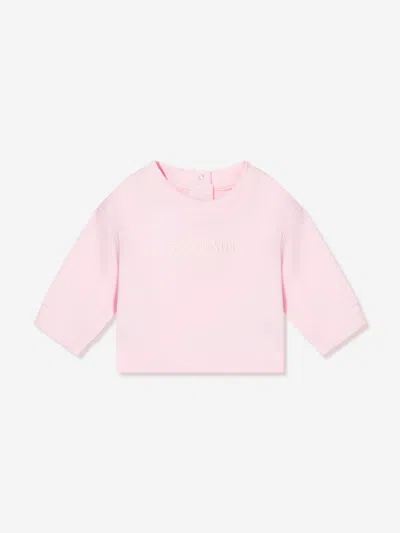Balmain Baby Girls Logo Sweatshirt In Pink