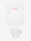 BALMAIN BABY GIRLS LOGO T-SHIRT DRESS