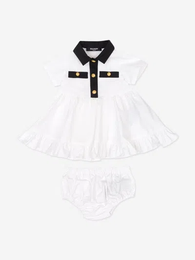 Balmain Baby Girls Polo Dress With Knickers In White
