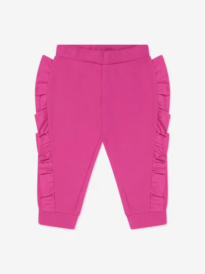 BALMAIN BABY GIRLS RUFFLE TRIM SWEATPANTS 36 MTHS PINK