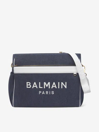 Balmain Baby Logo Changing Bag In Blue