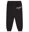 Balmain Baby Logo Cotton Sweatpants In Black/white