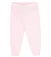 Balmain Baby Logo Cotton Sweatpants In Rosa/bianco