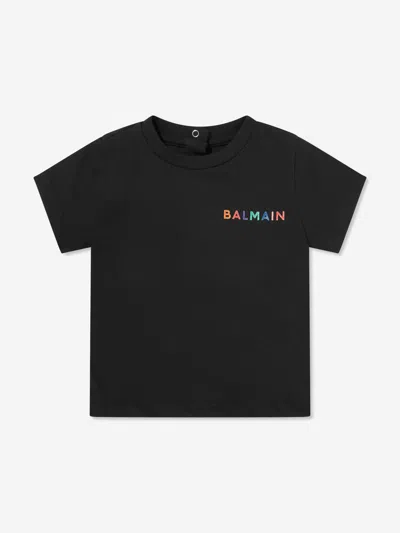 Balmain Kids'  Baby Logo T-shirt In Black