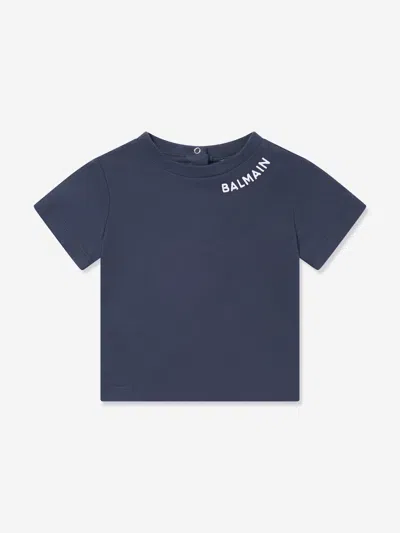 Balmain Kids'  Baby Logo T-shirt In Blue