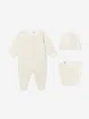 Balmain Baby Monogram Babygrow Set In Neutral