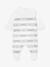 Balmain Baby Striped Logo Babygrow In White